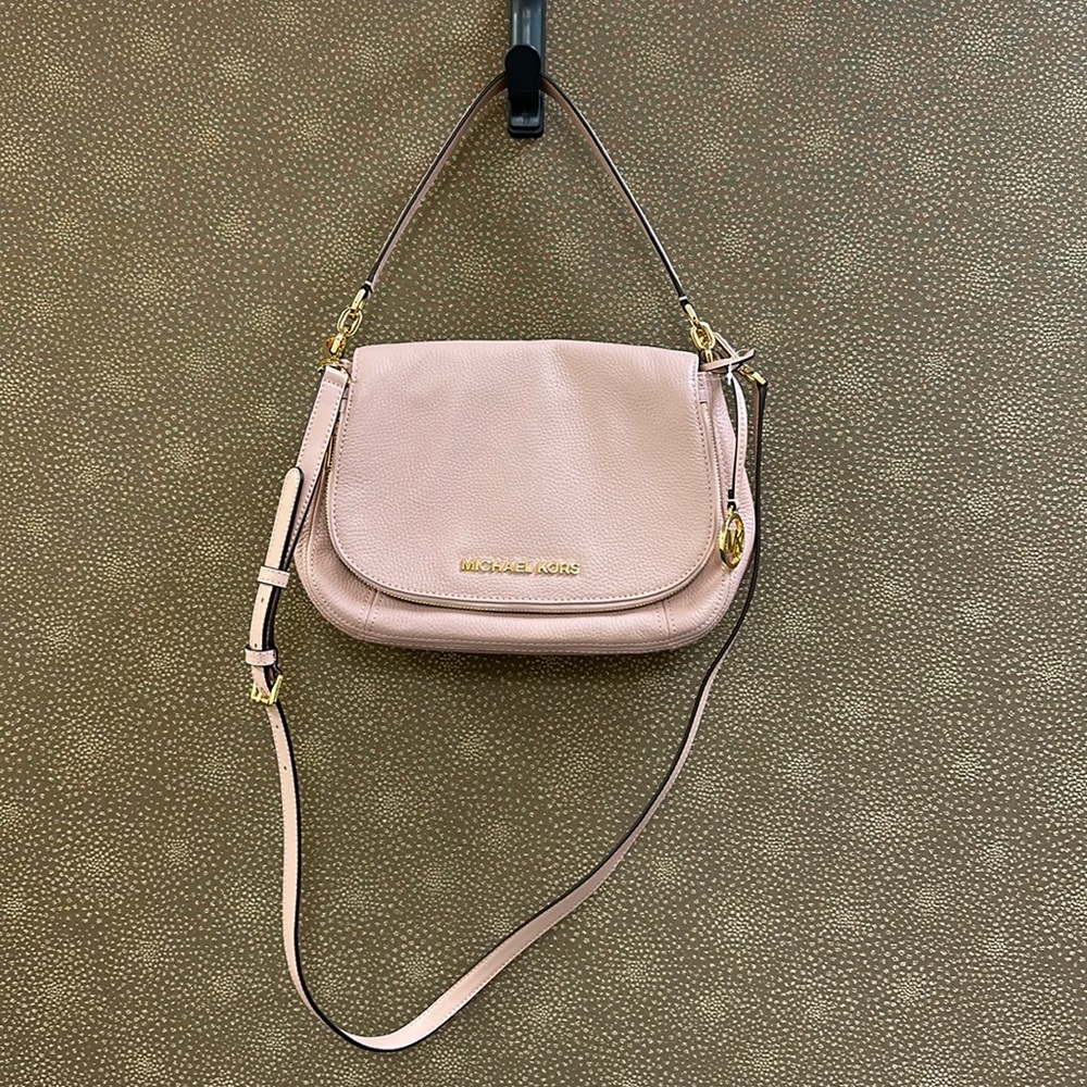 🔥🔥🔥NEW Michael Kors Bedford Medium Convertible Flap Pink Leather Shoulder Bag - Picture 2 of 15